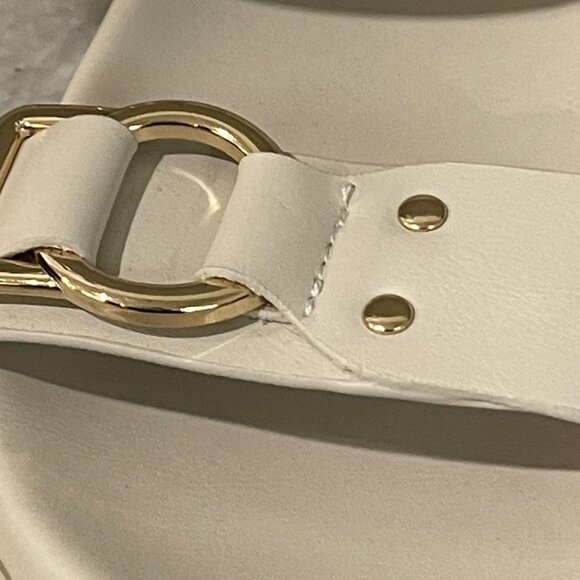 Dolce Vita Sandals Shoes Womens Size 8 Cream Unique Strap Buckle Slide NWOB - Picture 3 of 9